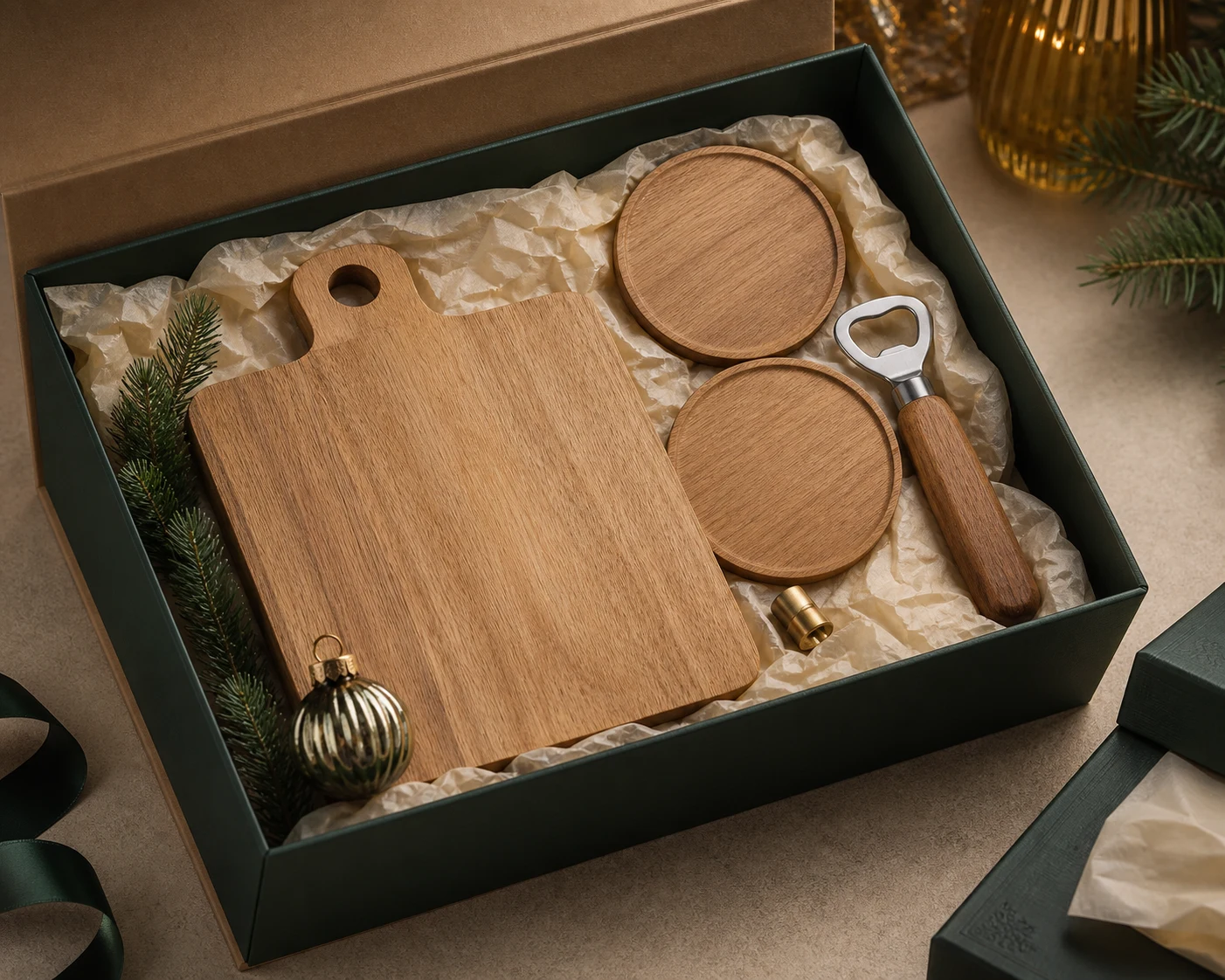 Coffret conceptuel de cadeaux d’entreprise en bois